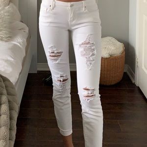 Distressed white jeans from PacSun